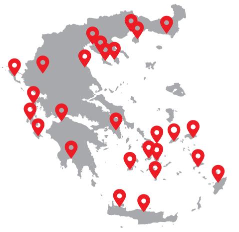 Greek map with Drive Hellas spots